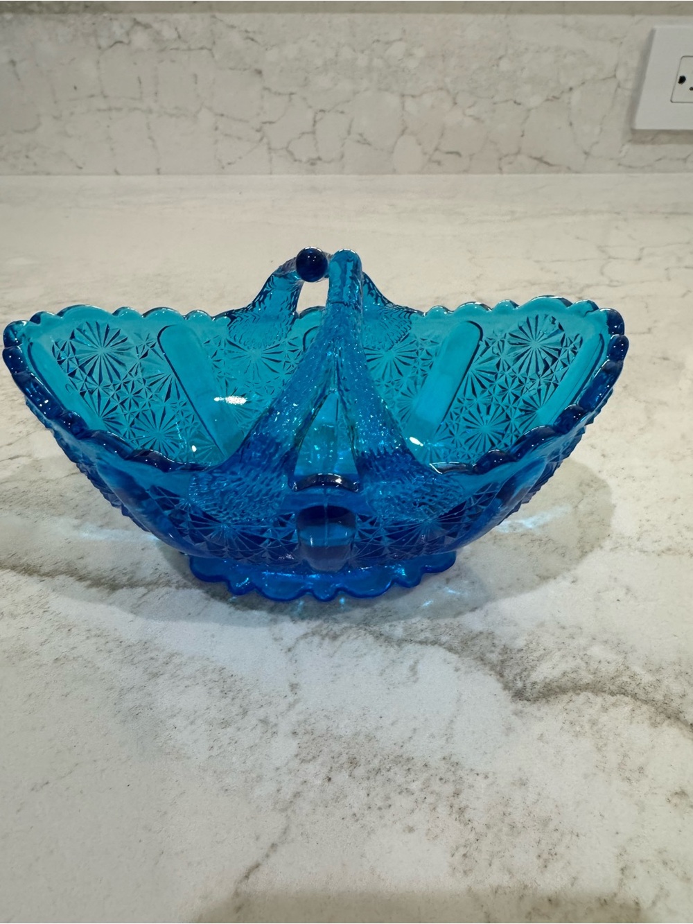 vintage Fenton art glass boat-shaped basket